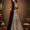 black lehanga 1.3 Black dupatta with gold mukaish sequin work – ONEE luxury lehenga set