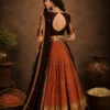 brown lehanga 2.2 Brown brocade blouse with gold zari work – ONEE luxury lehenga set